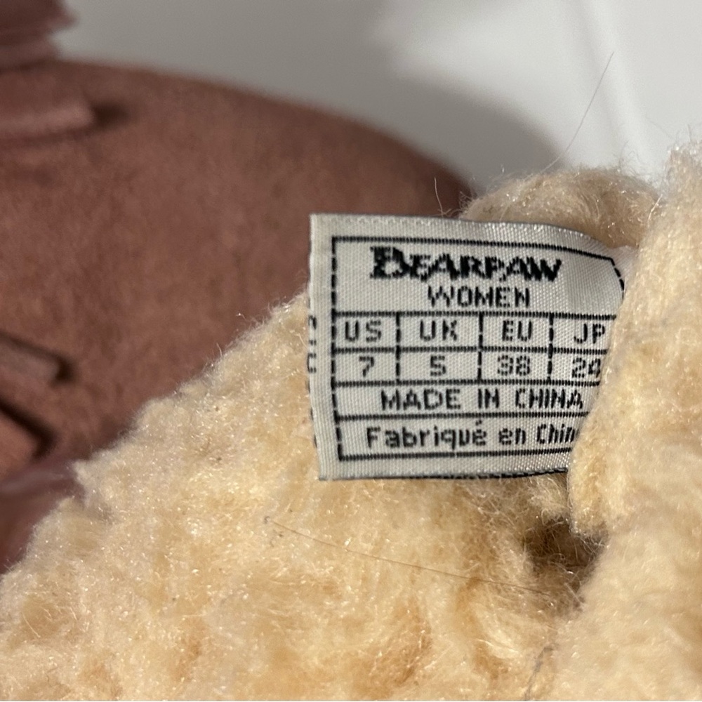 BearPaw pink suede sheepskin/wool lined winter booties women size 7 - Picture 9 of 10